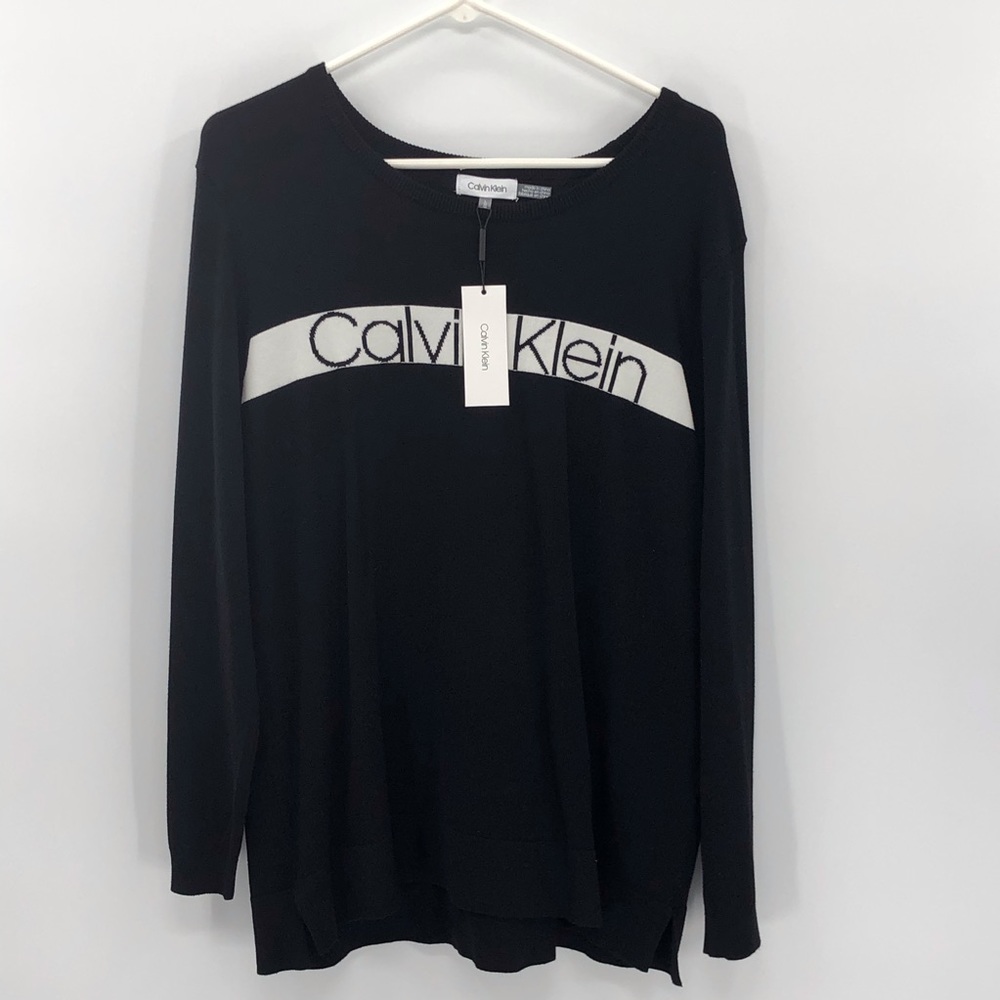 Calvin Klein Long Sleeve ‘Black/White’ Knit Sweater Woman’s Size Large